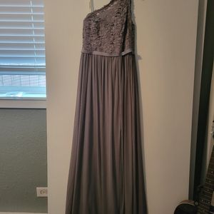 David' Bridal Gray Lace & Chiffon bridesmaid dress